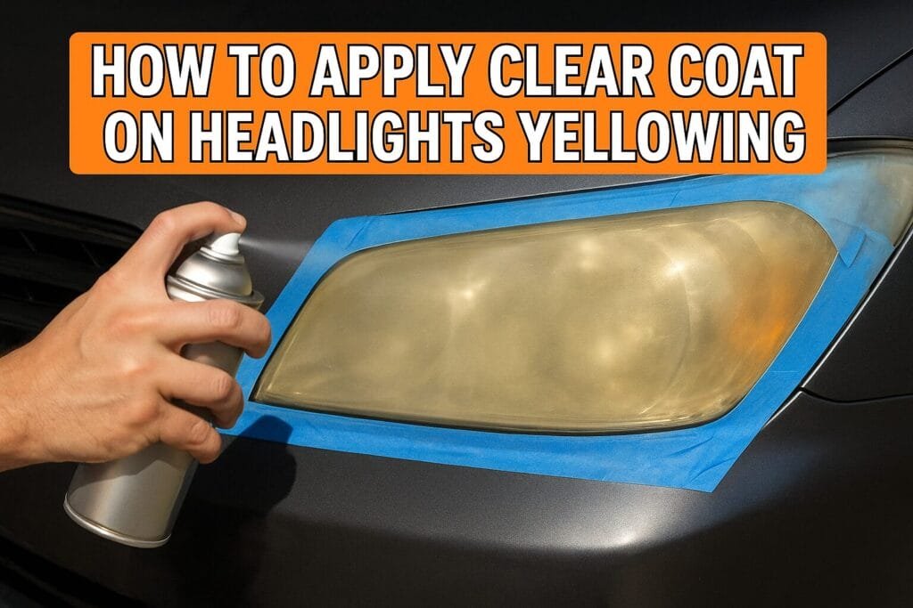 Applying clear coat on yellowed headlights to restore clarity